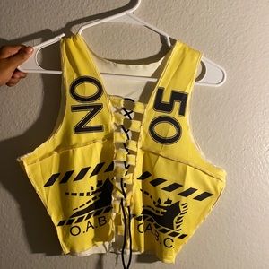 Backward Stitch Black & Yellow Crop Top